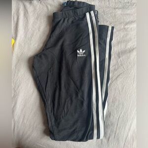 Adidas Women’s Black Leggings with White Stripes